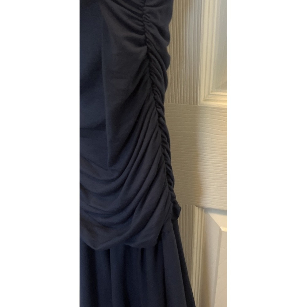 VTG Y2K Bebe Women’s Ruched Side Bodycon Dress Navy Blue Size Small Made In USA - Picture 8 of 16